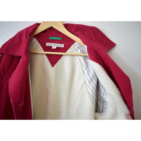 Vintage Tommy Hilfiger pink corduroy jacket peacoat shacket fleece sherpa lining - Picture 4 of 8